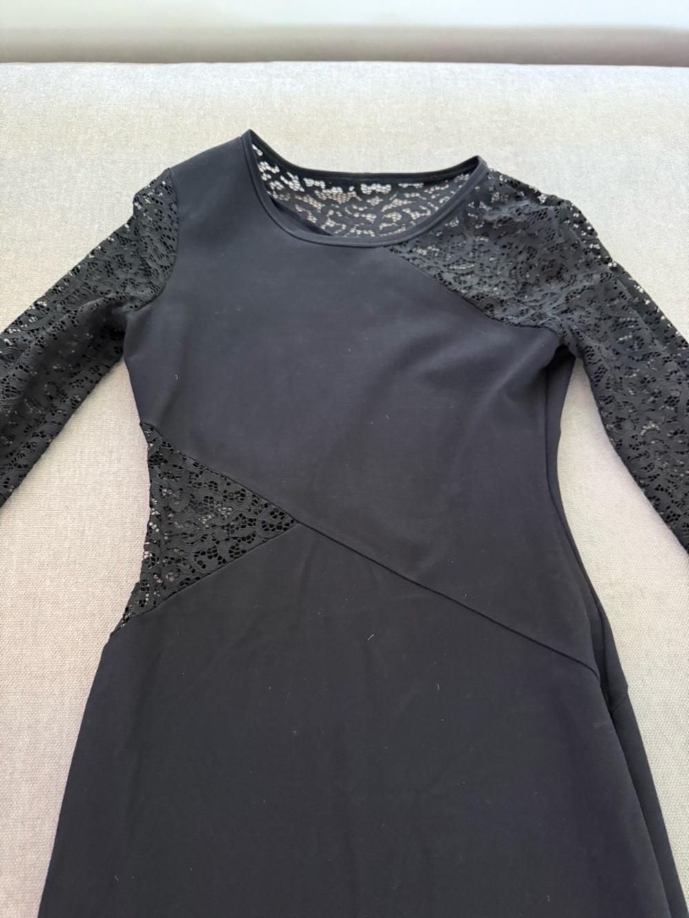 BCBGMaxAzria Black Lace Panel Dress